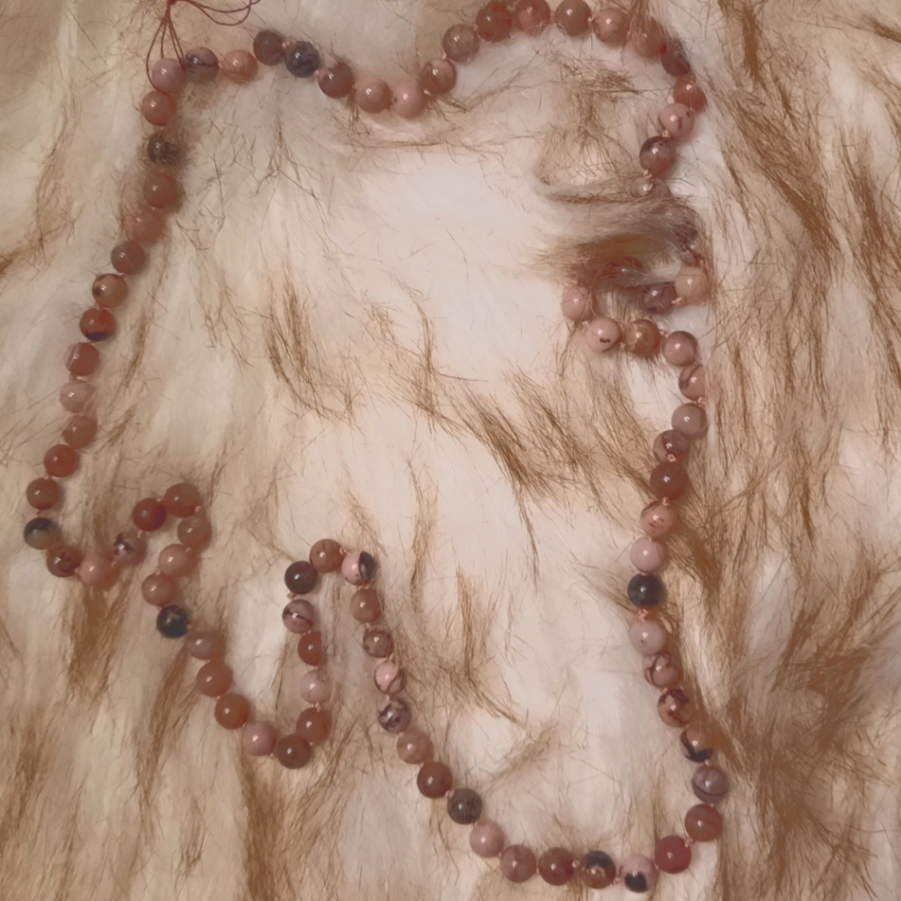 27 inch Rhodonite hand-knotted necklace